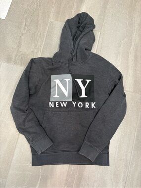 NY New York Charcoal Hooded Sweatshirt